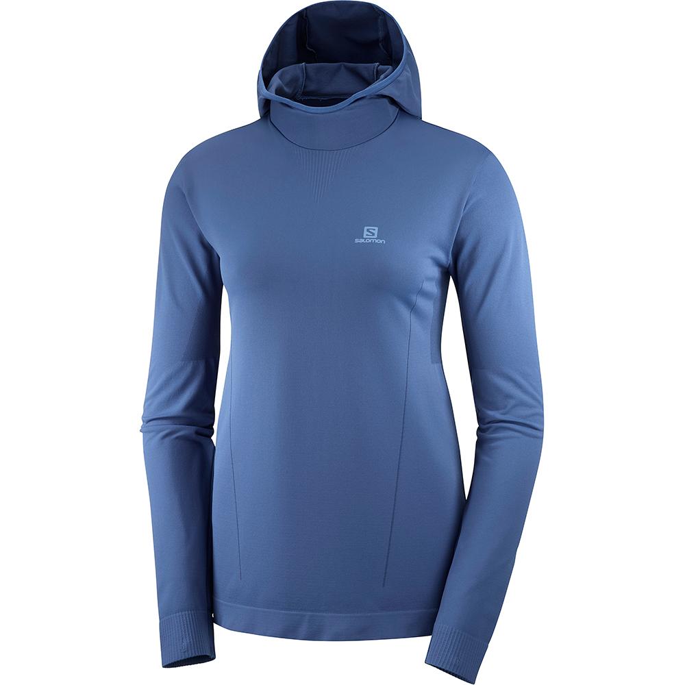 Capa Intermedia Salomon Mujer Oscuro - Salomon Argentina AGILE MID HOODIE W SEAMLESS,857403-VFR